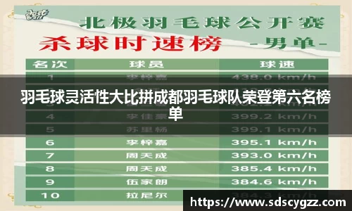 羽毛球灵活性大比拼成都羽毛球队荣登第六名榜单